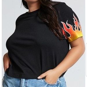 black and flame crop top